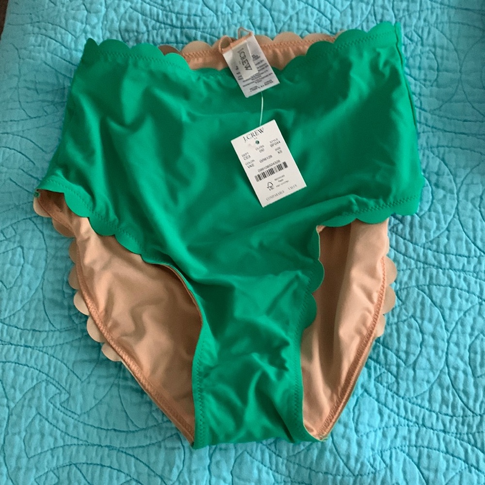 J Crew XS swim bottoms Green height waistband